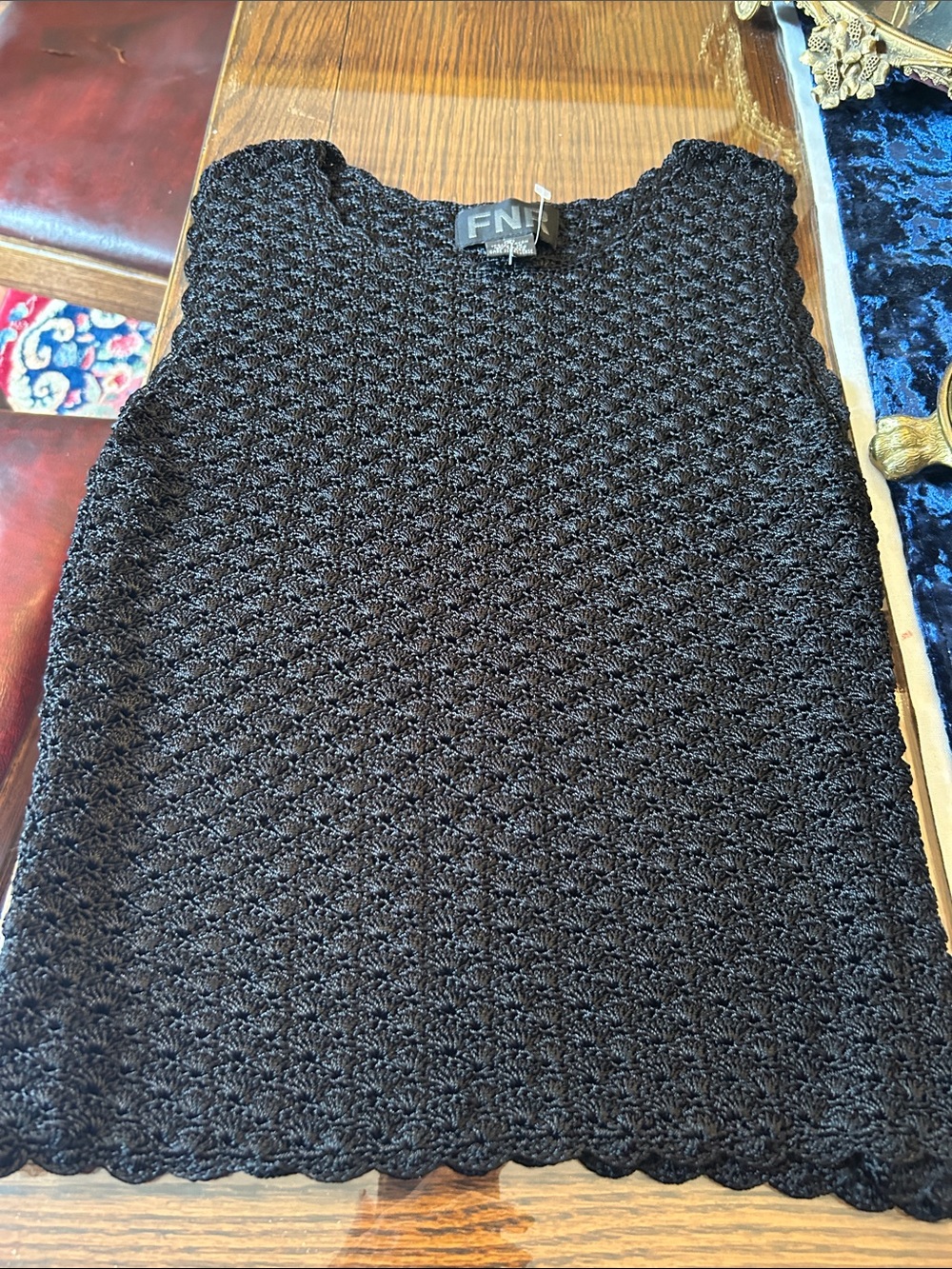 Black Crochet Knit Women’s Scoop Neck Sweater Tank